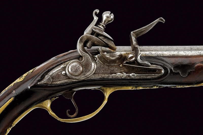 Pistola a pietra focaia da viaggio, Brescia, lunghezza 23,3 cm