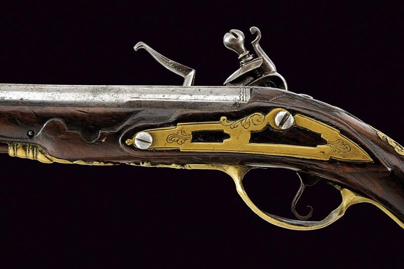 Pistola a pietra focaia da viaggio, Brescia, lunghezza 23,3 cm