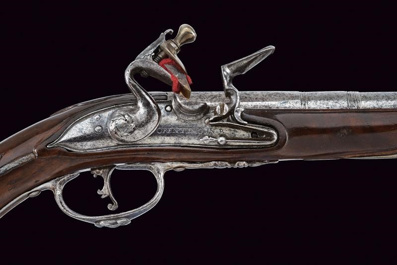 Pistola a pietra focaia di Fiorentino, tecnica Brescia, lunghezza 37 cm