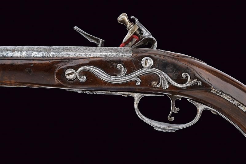 Pistola a pietra focaia di Fiorentino, tecnica Brescia, lunghezza 37 cm