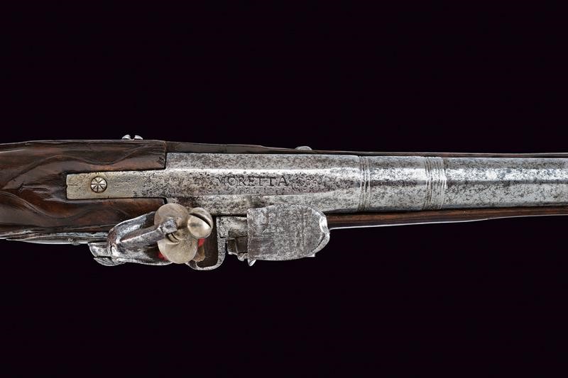 Pistola a pietra focaia di Fiorentino, tecnica Brescia, lunghezza 37 cm