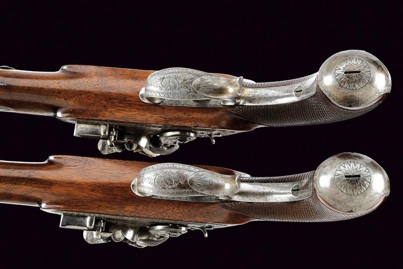 Tatham & Egg, Paio di pistole a pietra focaia, Inghilterra, lunghezza 36,5 cm