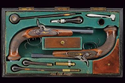 Kirner, Paio di pistole ridotte a luminello, Ofen, lunghezza 37.5 cm
