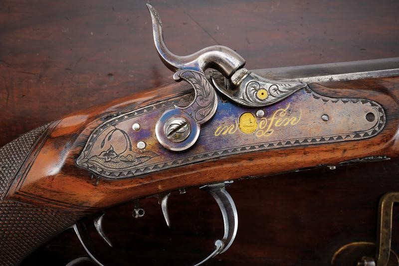 Kirner, Paio di pistole ridotte a luminello, Ofen, lunghezza 37.5 cm