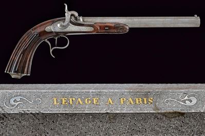 Lepage, Pistola a luminello da tiro, Parigi, lunghezza 43 cm