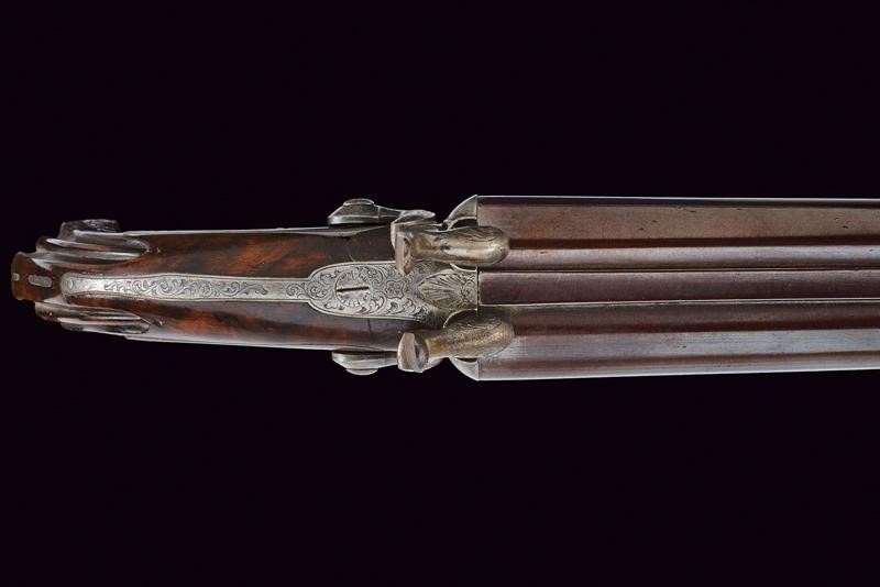 Pistola da caccia a spillo a due canne, Belgio, lunghezza 33 cm