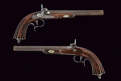 Pistole a luminello da tiro, Belgio, cal. 12 mm, lunghezza 42 cm