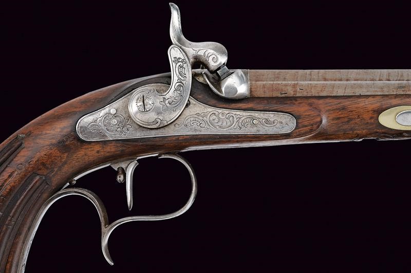 Pistole a luminello da tiro, Belgio, cal. 12 mm, lunghezza 42 cm