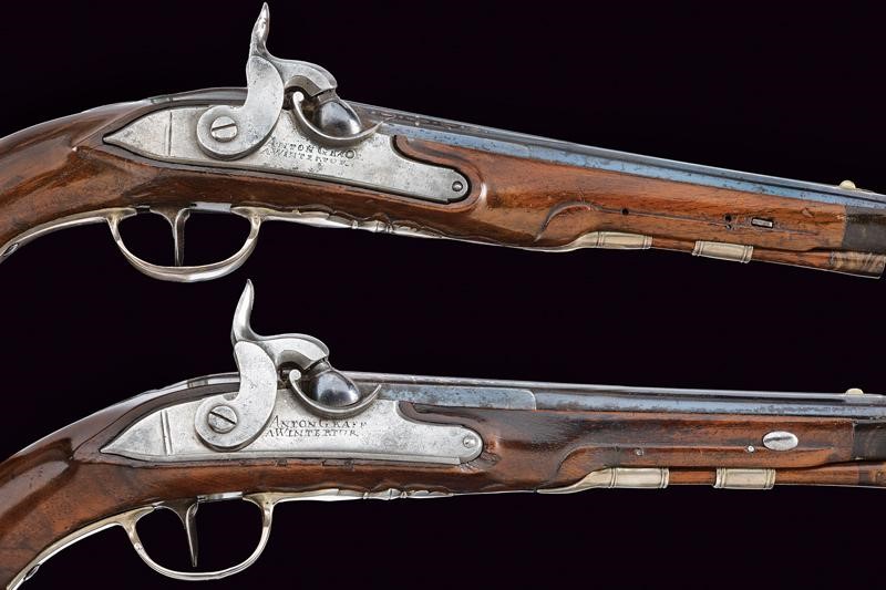 Anton Graf, Paio di pistole ridotte a luminello, Winterthur, lunghezza 32.5 cm