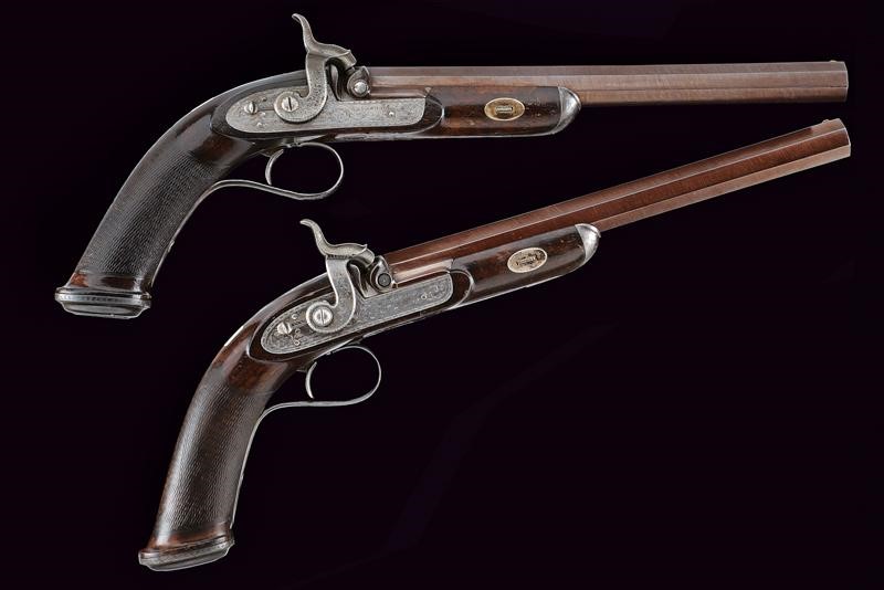 Kavanagh, Elegante paio di pistole a luminello, Dublino, lunghezza 42 cm
