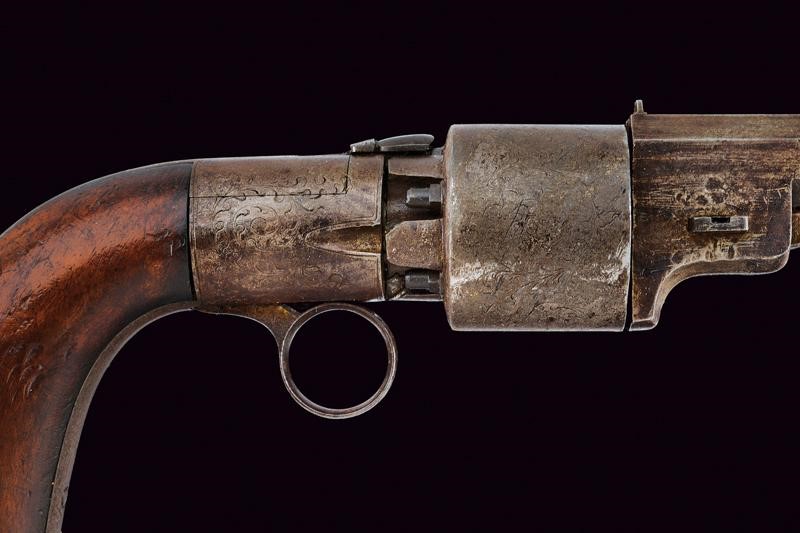 Revolver di transizione a luminello, Inghilterra, cal. 10 mm, lunghezza 31,5 cm