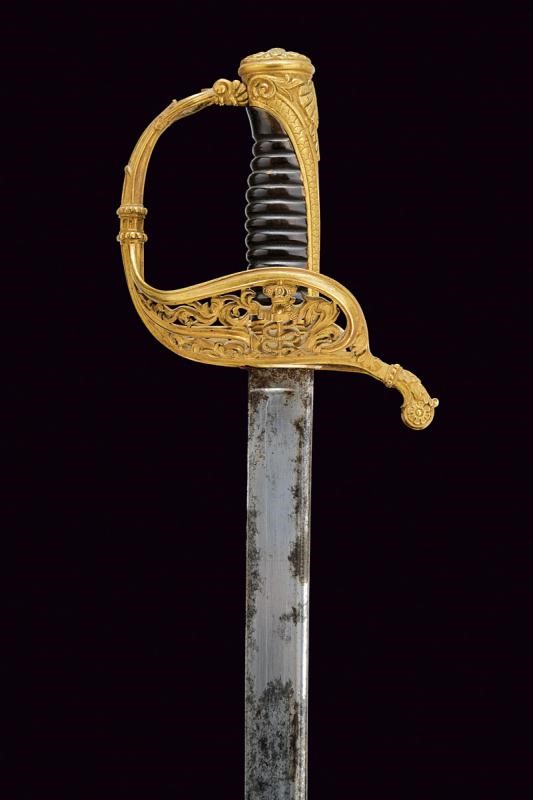 Sciabola da ufficiale di Marina, lunghezza 83 cm, ottone dorato