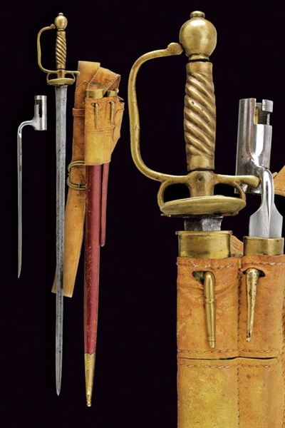 Set di spada e baionetta con cinturone per soldato di fanteria, Francia