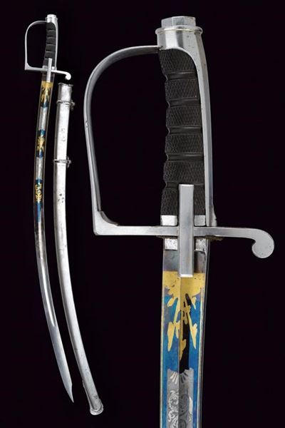 Sciabola da ufficiale Mod. 1855, lama curva con incisioni dorate