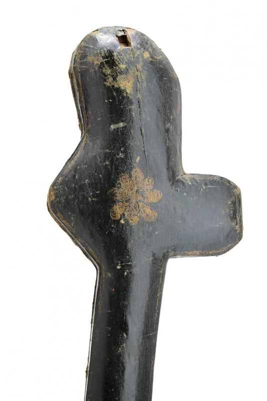 Custodia per sciabola, legno rivestito in cuoio verde bottiglia, Francia