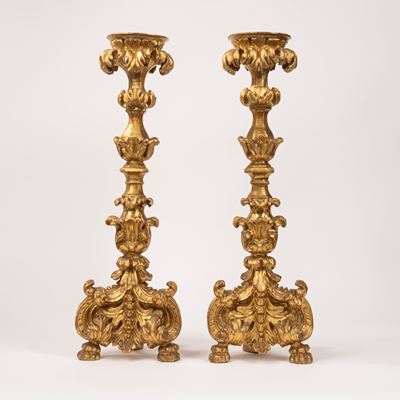 Torcieri in Legno Intagliato e Dorato, Secolo XVII-XVIII