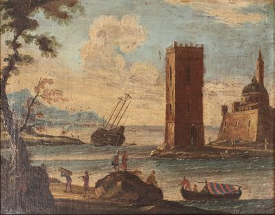 Marina con Torre e Pescatori