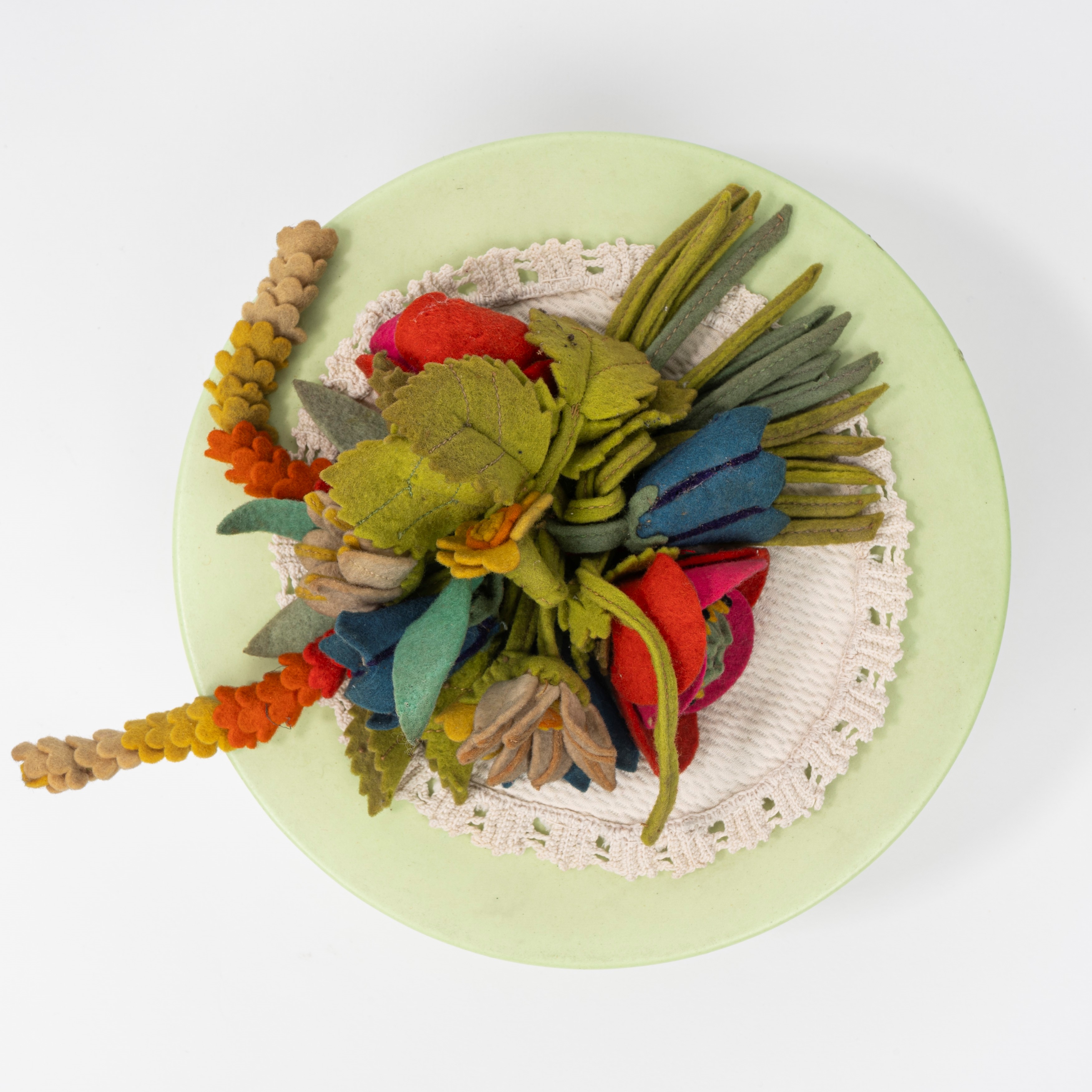 Lenci - Porta Bon Bon in Ceramica con Coperchio Decorato con Composizione Floreale in Panno