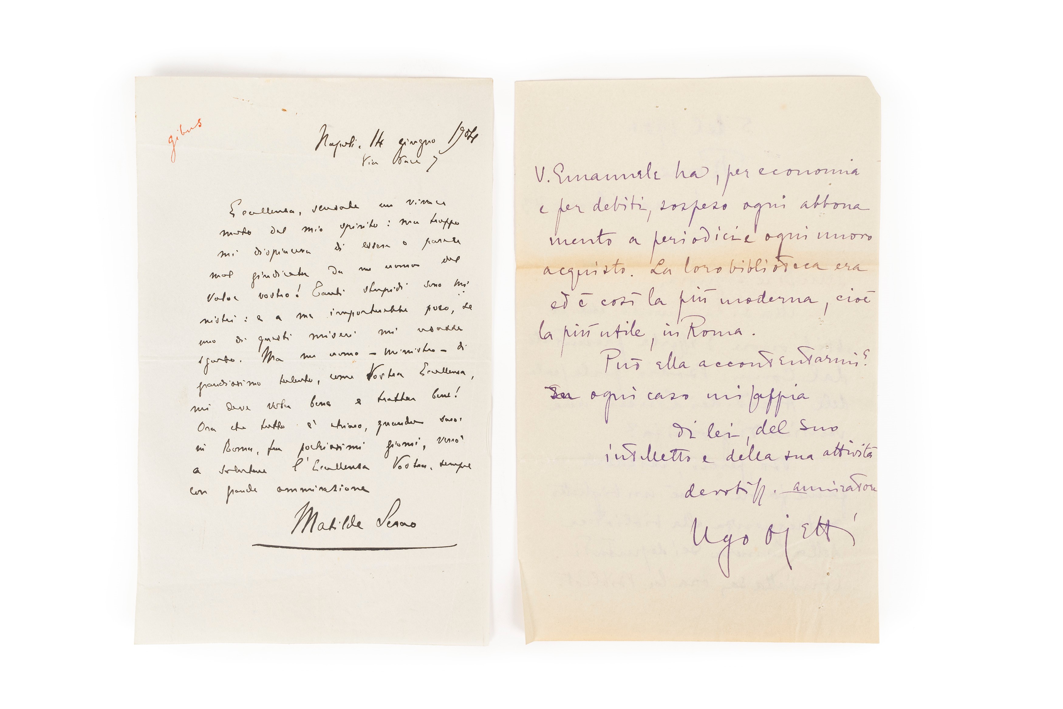Serao, Matilde - Lettera