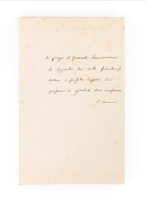 Cavour, Camillo Benso Conte di - Lettera