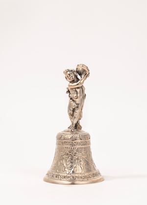 Campanello in metallo argentato, secolo XIX