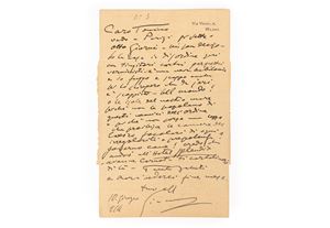 Puccini, Giacomo - Lettera autografa e firmata