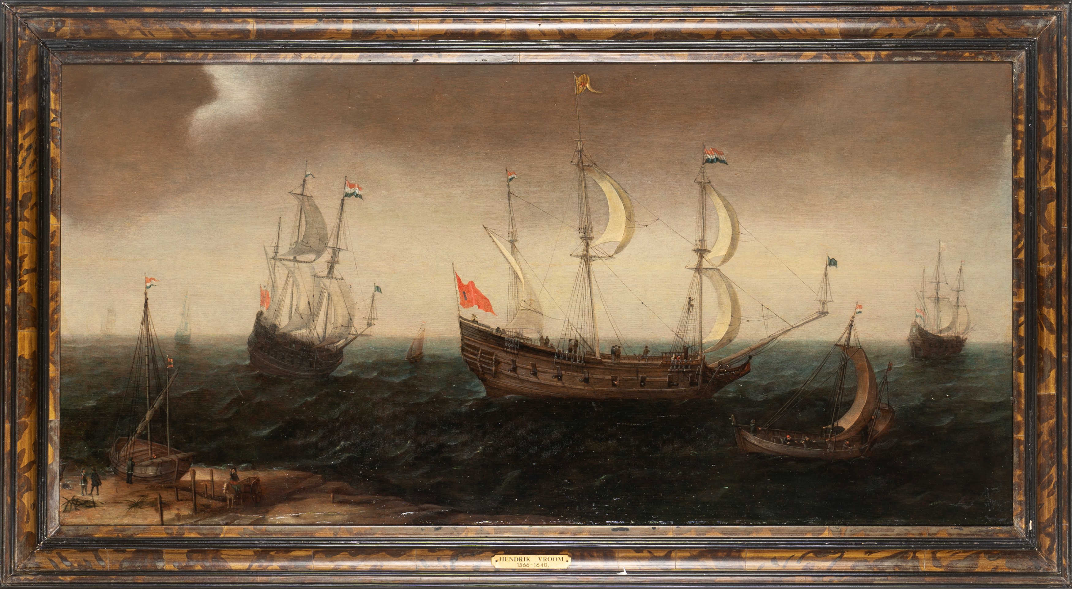 Scuola Olandese, Secolo XVII - Marina con Velieri