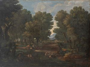 Woodland landscape with nymphs