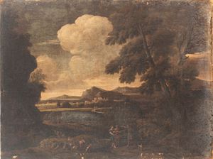 Lazio landscape with figures in the foreground