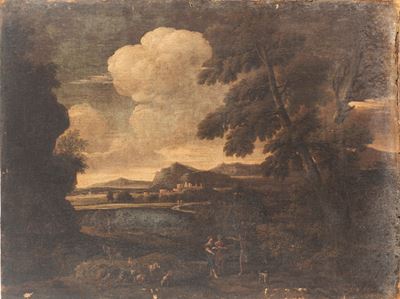 Paesaggio Laziale con Tobiolo e L'angelo in Primo Piano