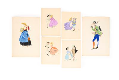 Acquarelli Originali di Costumi Regionali e Scene Galanti