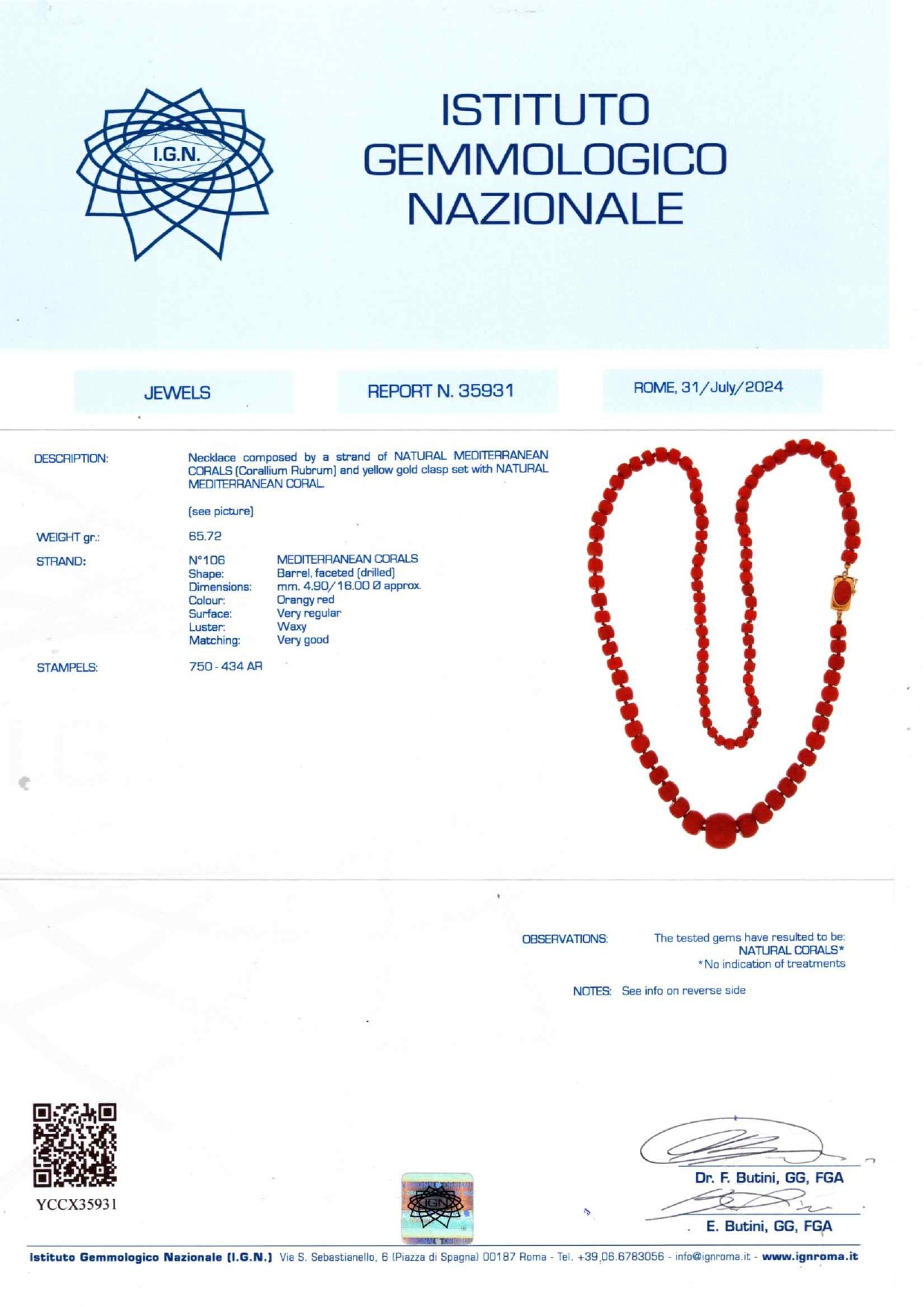 Collana in Corallo