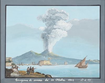 Gouache con Eruzione del Vesuvio, Secolo XX
