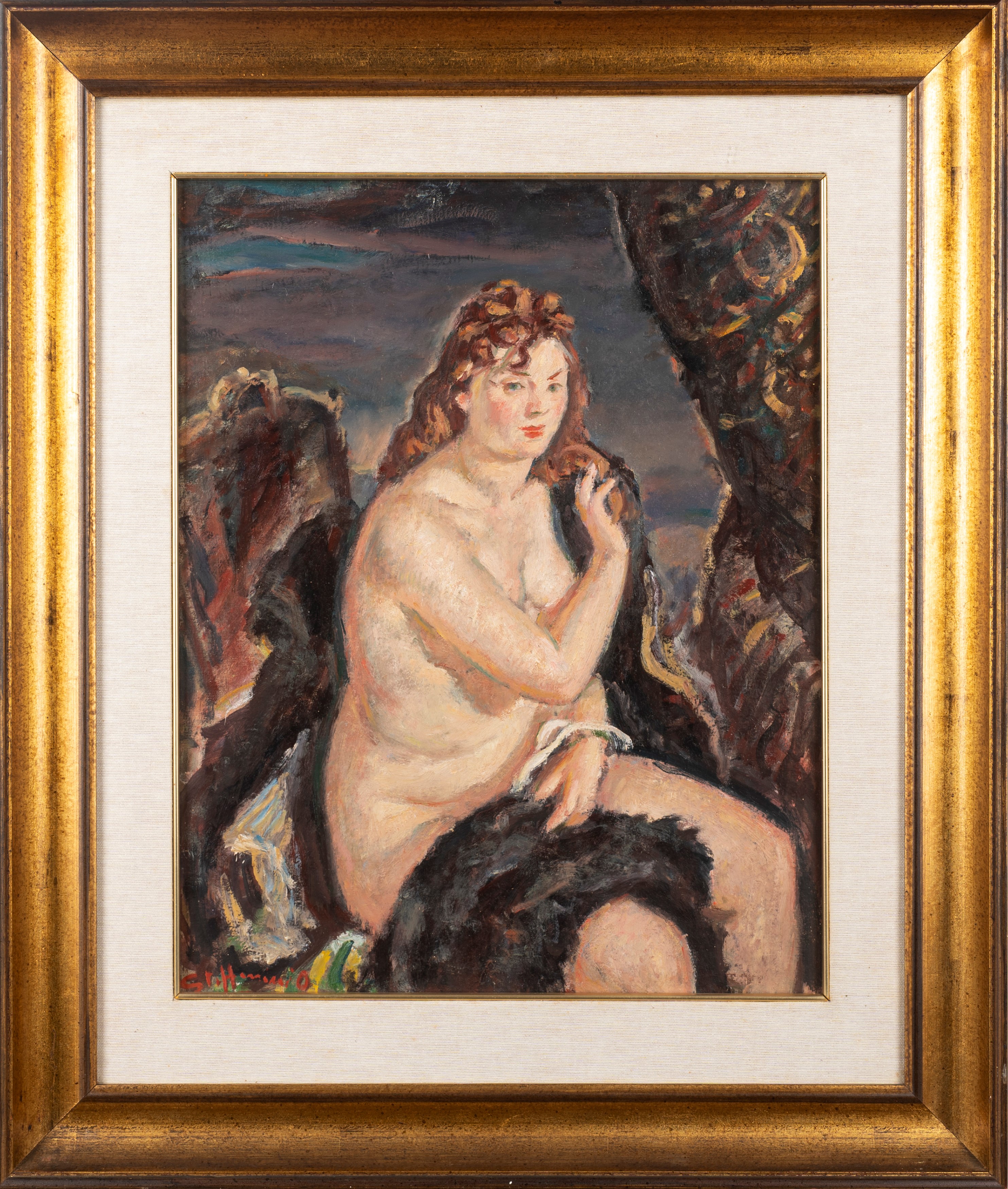 Ottavio Steffenini - Nudo Femminile con Pelliccia