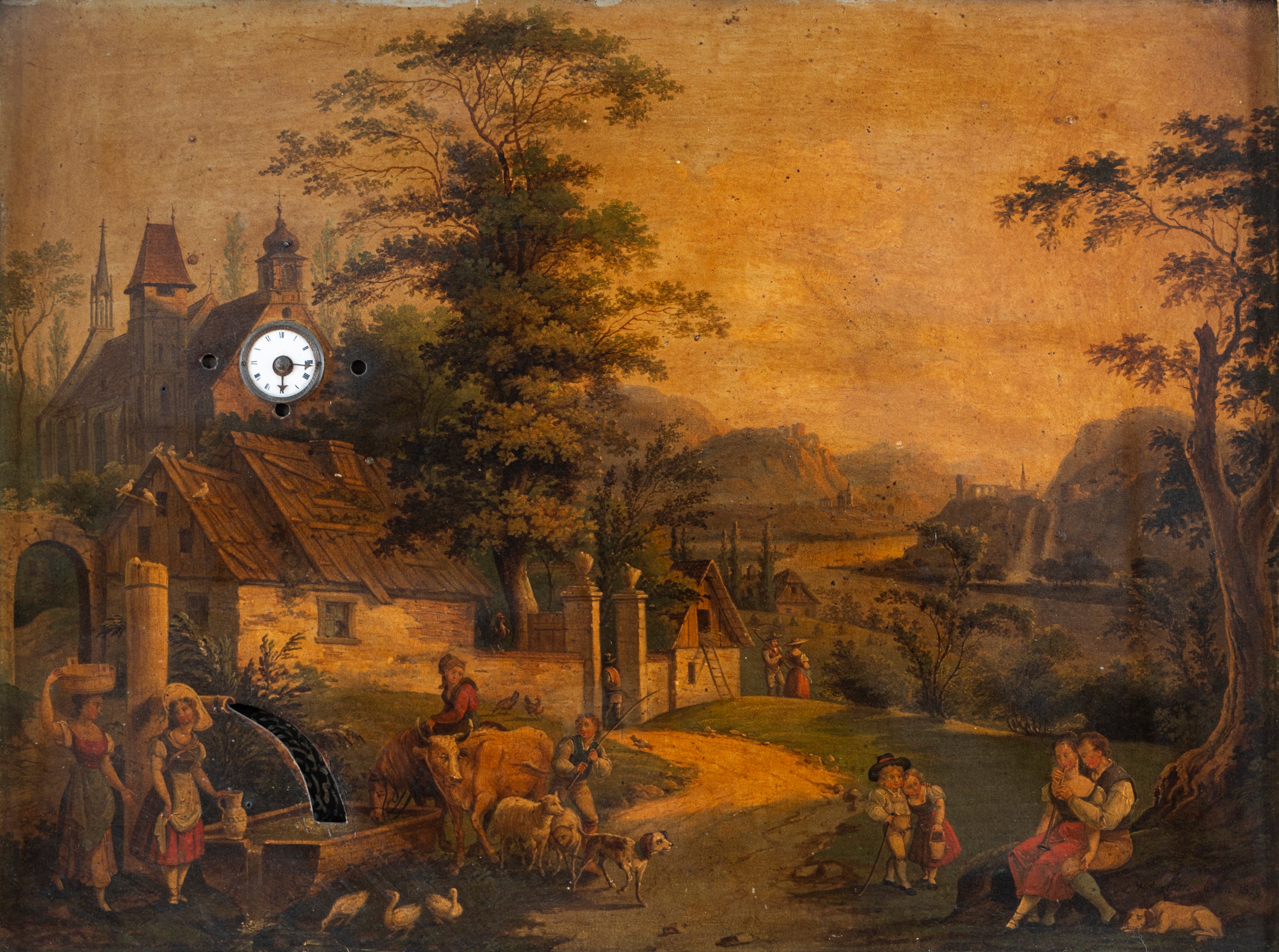 Carl Ludwig Hoffmeister - Scena pastorale, olio su rame (1829)