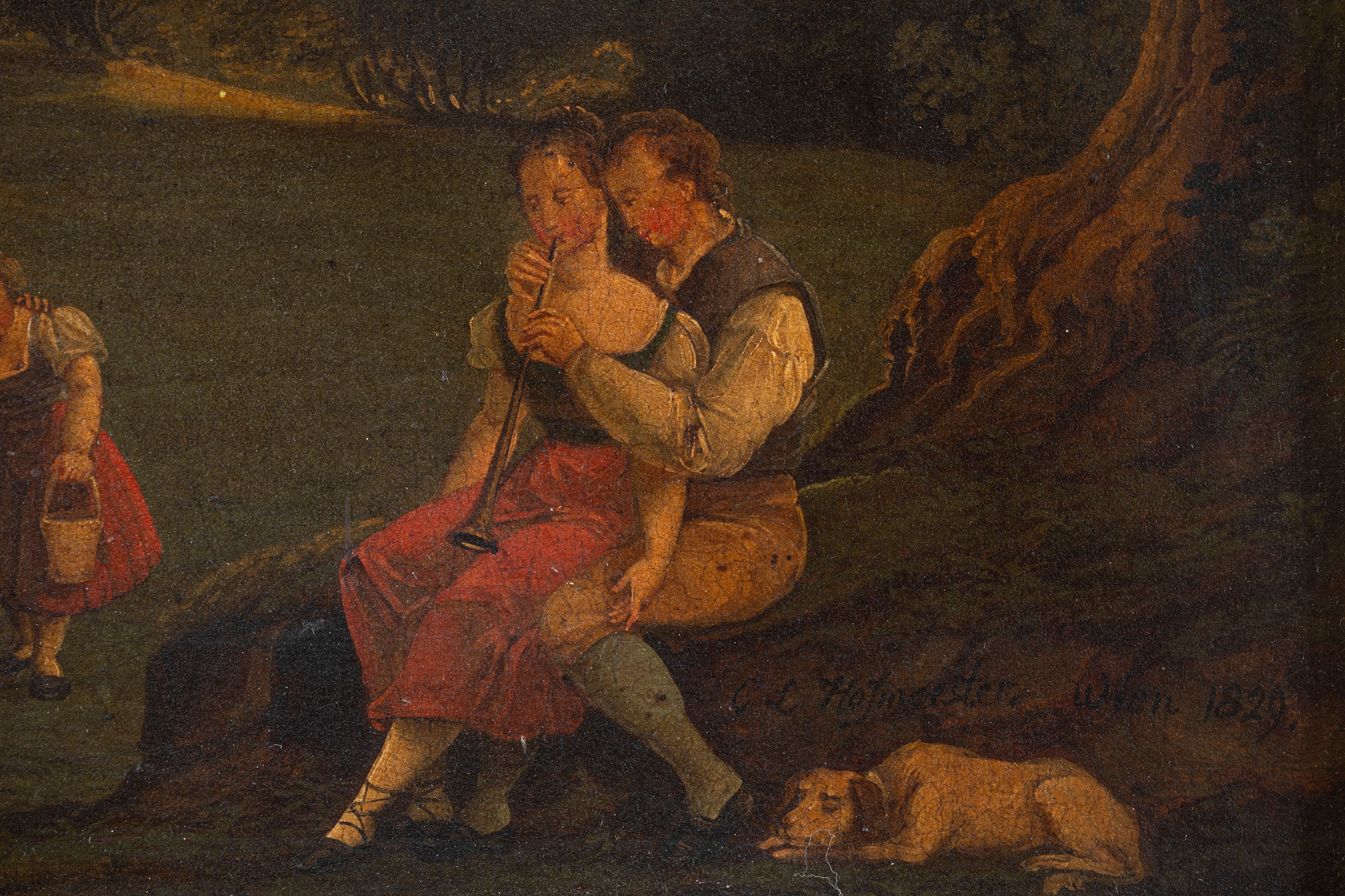 Carl Ludwig Hoffmeister - Scena pastorale, olio su rame (1829)
