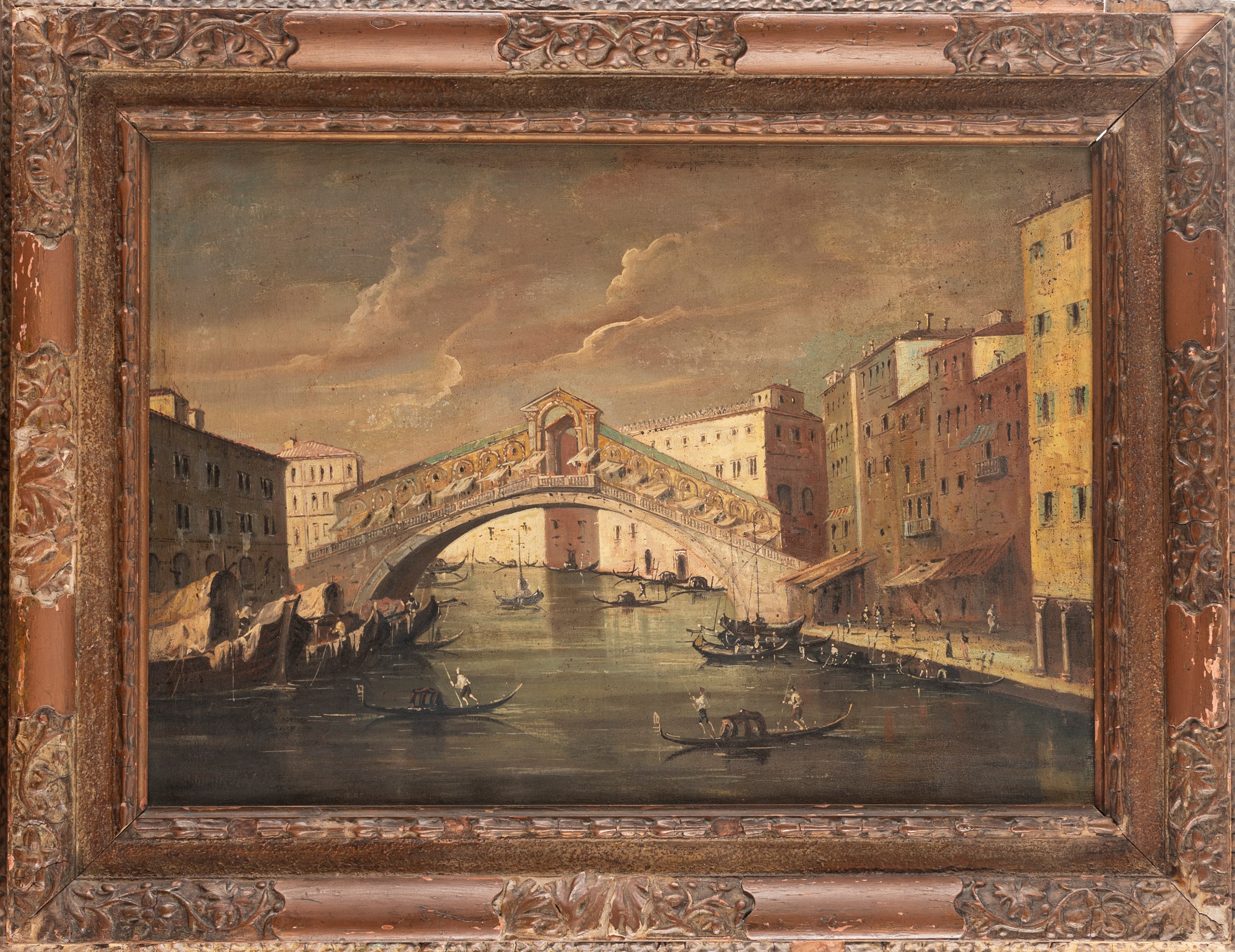 Maniera di Francesco Guardi - Veduta del Ponte di Rialto a Venezia