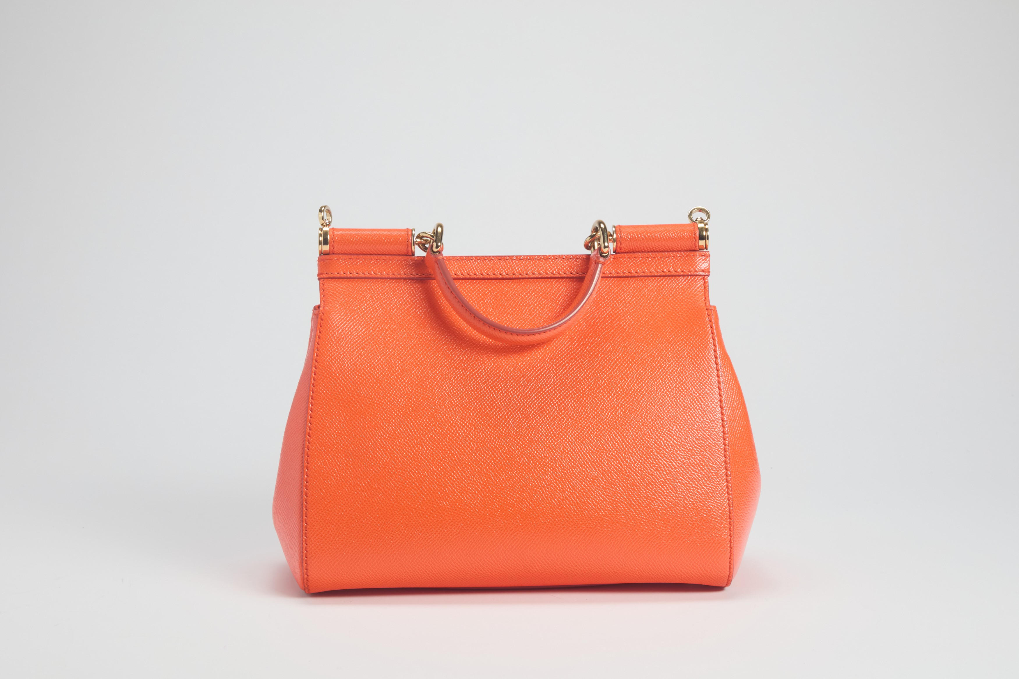 Dolce & Gabbana - Borsa Sicily in pelle color mandarino