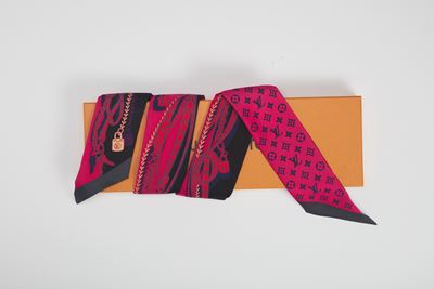 Bandeau in seta con stampa monogram e multicolore
