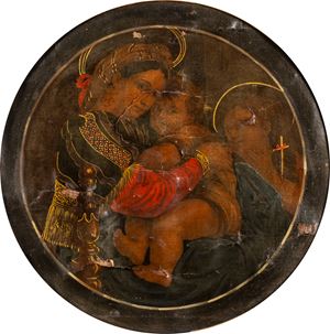 Madonna della Seggiola, entro cornice a guantiera