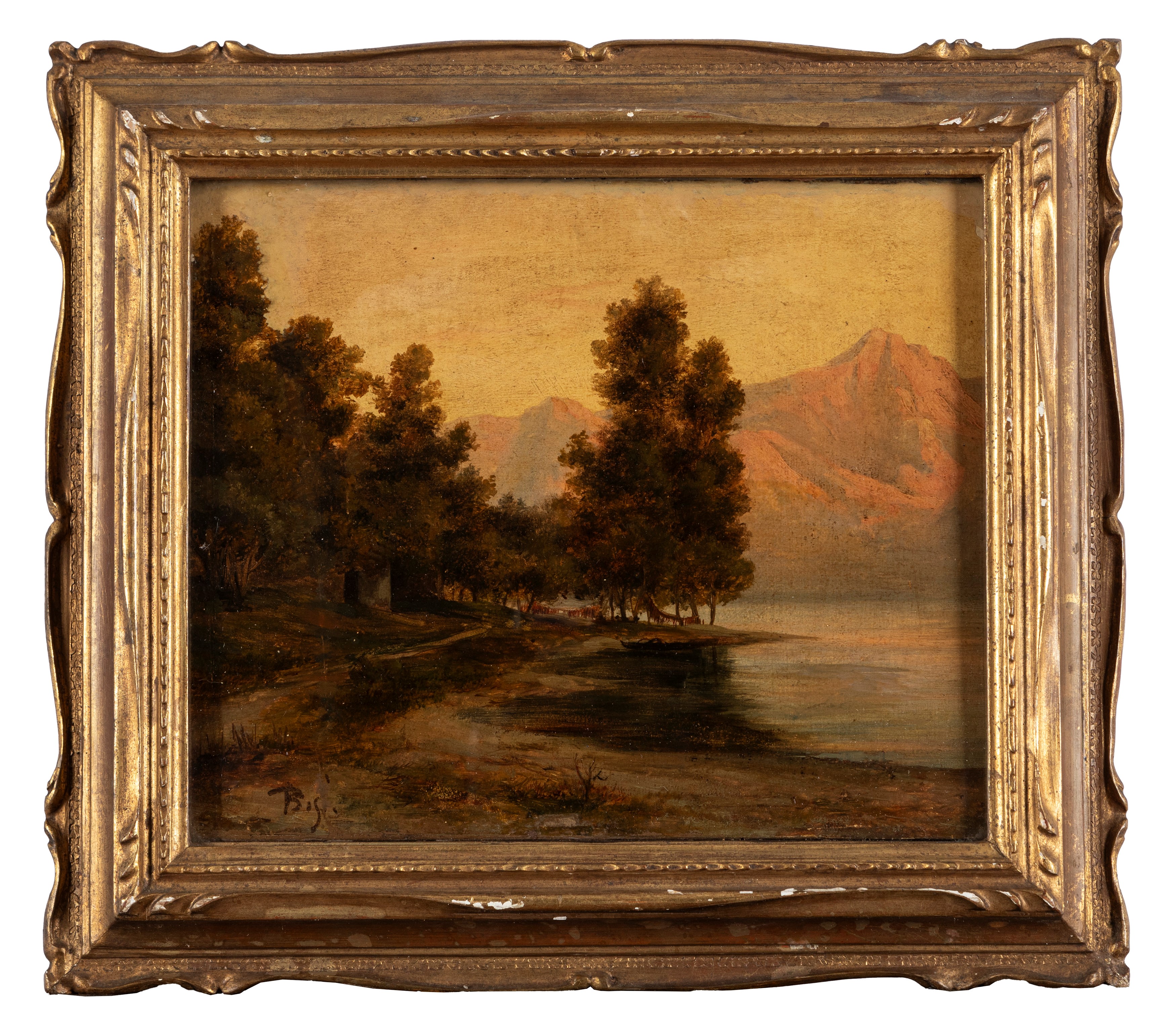 Pittore Lombardo, Secolo XIX - Paesaggio Lacustre