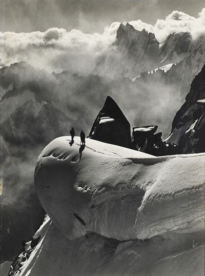 Le col superieur du plan et les Grandes Jorasses, stampa vintage alla gelatina ai sali d'argento
