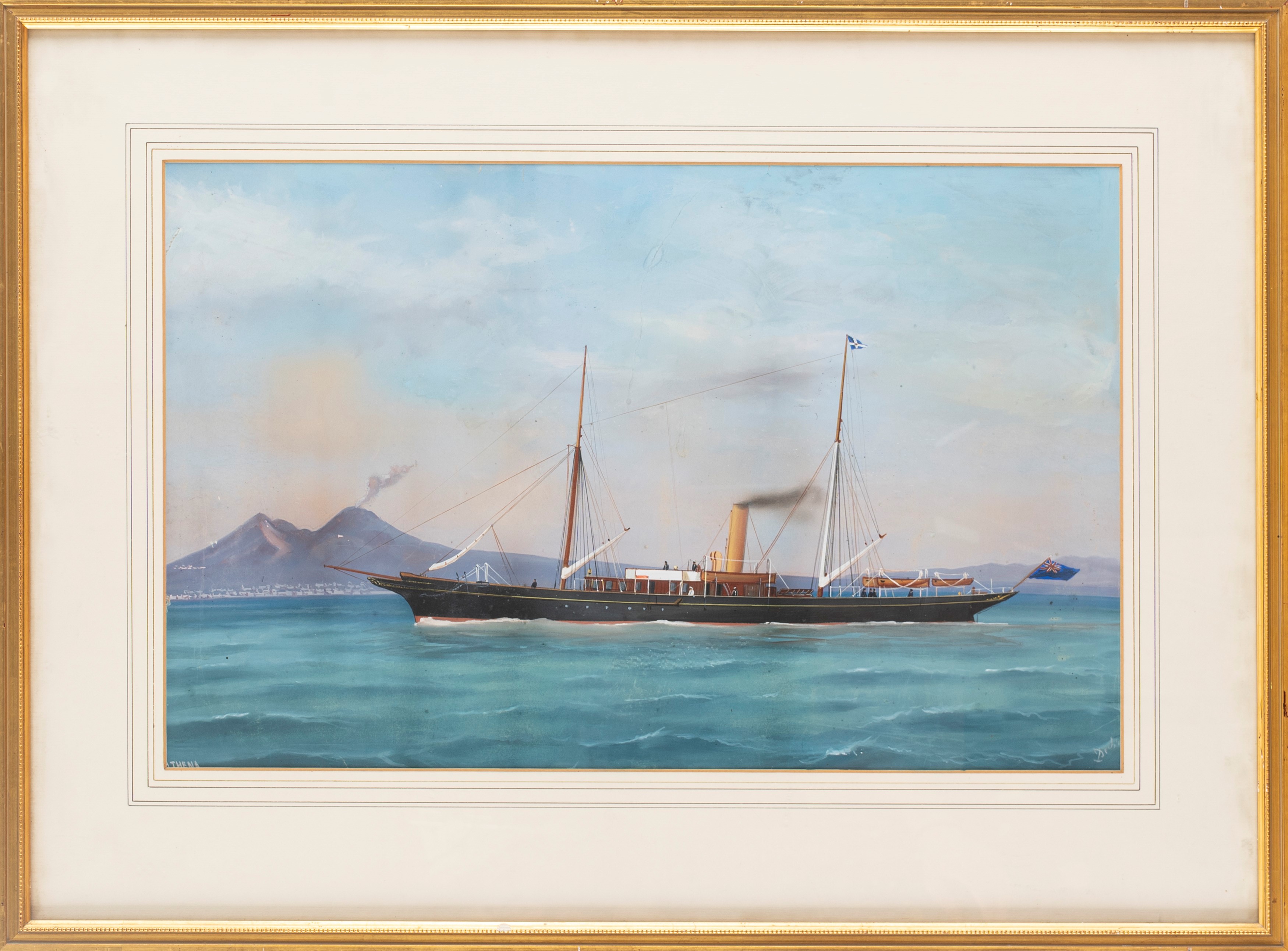 Antonio De Simone - Yacht a Vapore a Due Alberi 'athena' con Bandiera Inglese in Navigazione nel ...