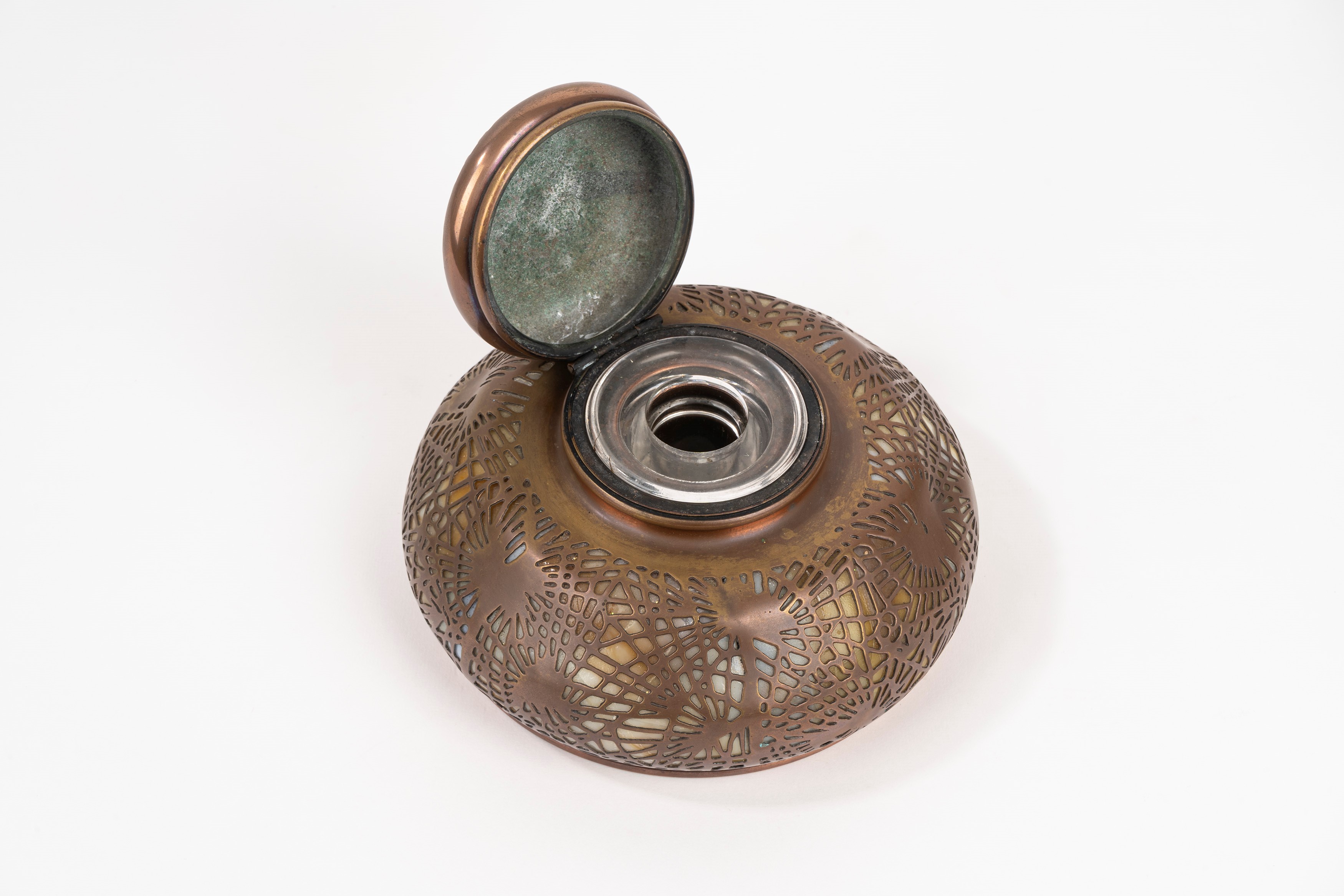 Tiffany Studios - Calamaio in Rame e Pasta Vitrea, Inizi Secolo XX