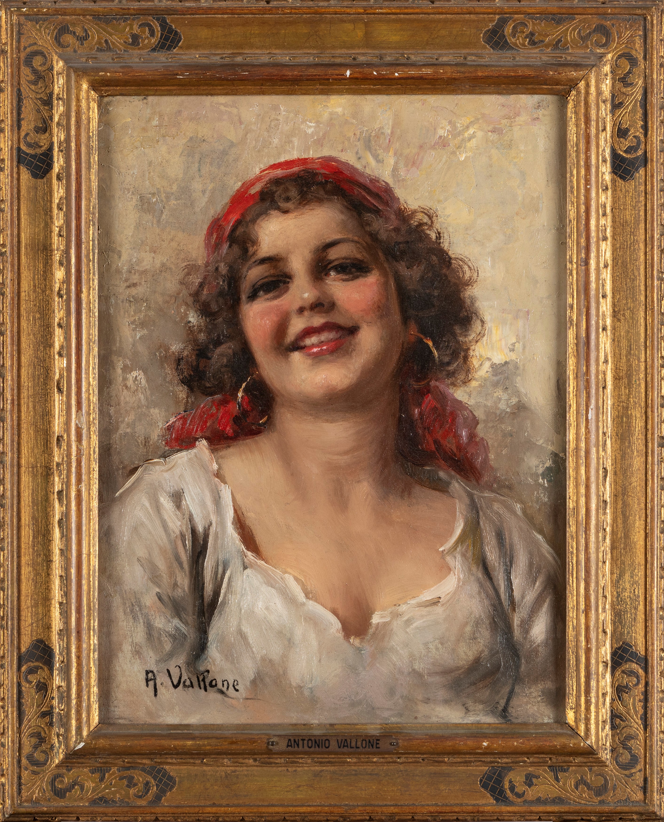 Antonio Vallone - Ritratto di Giovane con Foulard Rosso