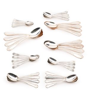 Thirty-eight teaspoons of different services