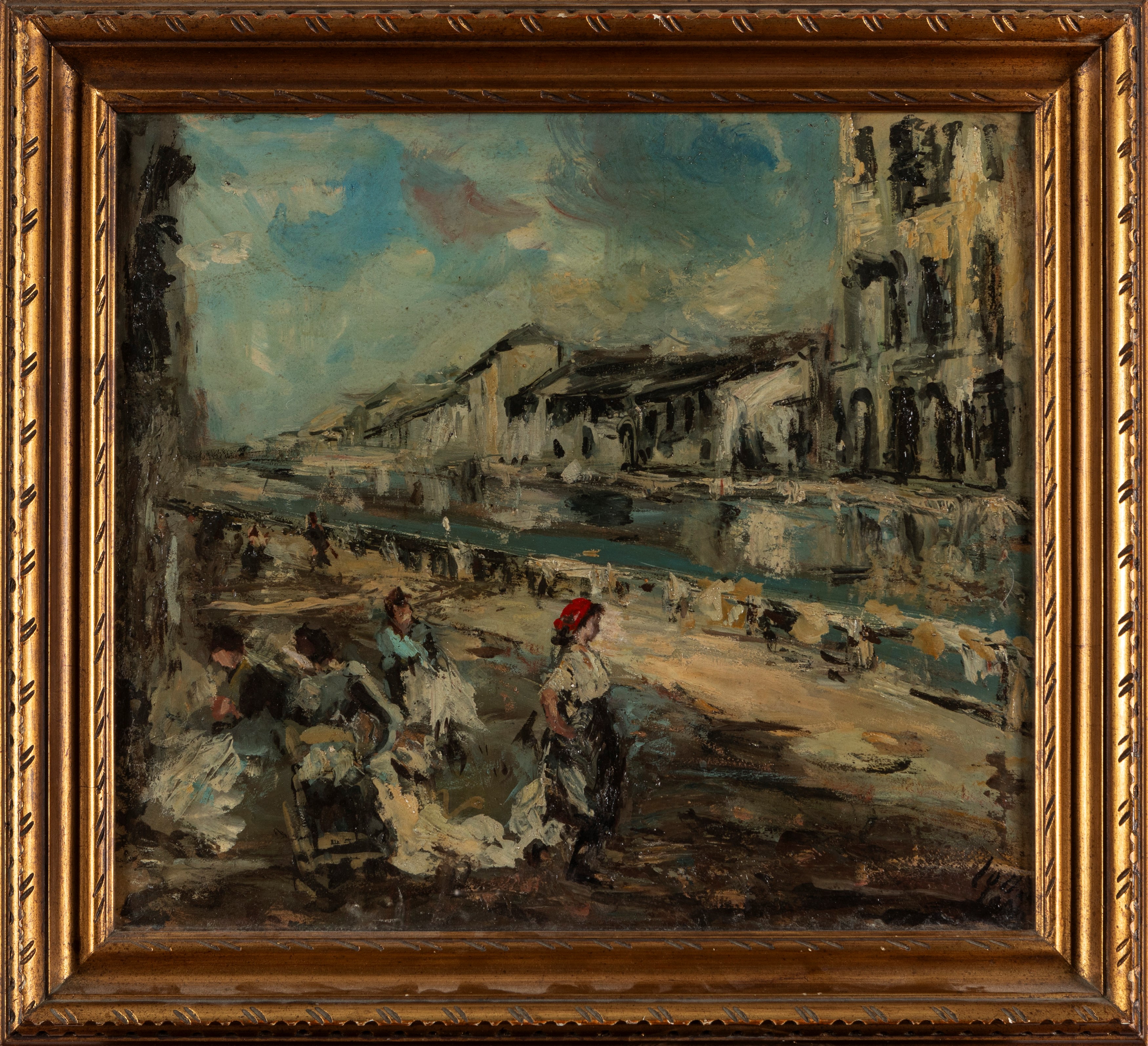 Scuola Lombarda, Secolo XIX - Lavandaie sul Naviglio