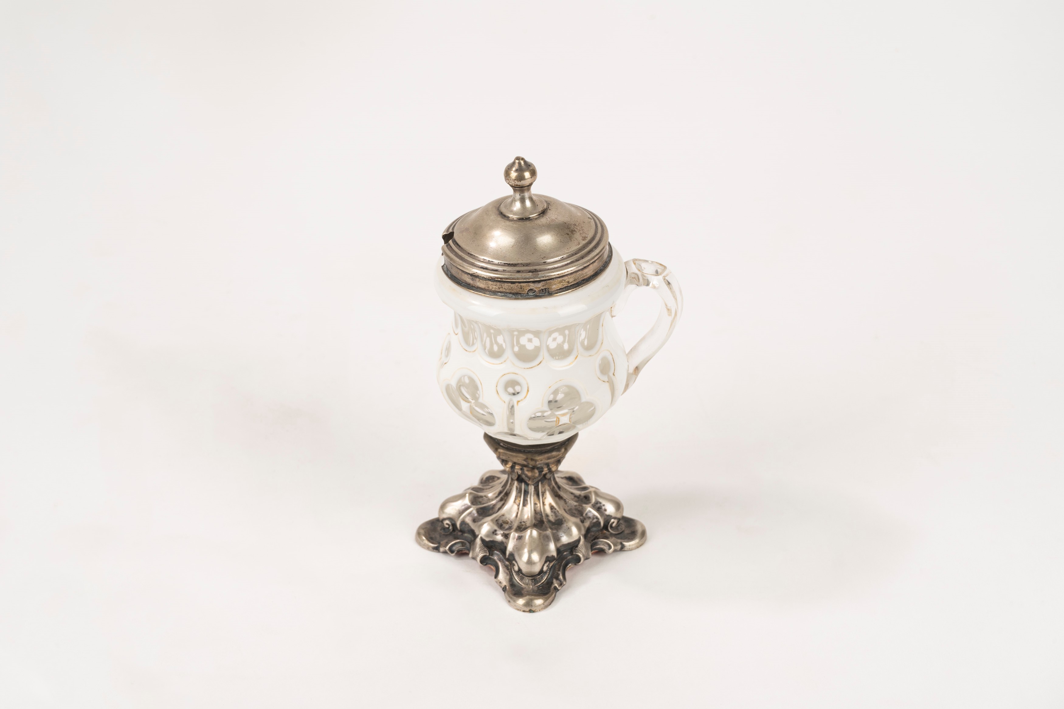 Salsiera in Cristallo Bianco di Boemia e Argento, Fine Secolo XIX - Inizi Secolo XX