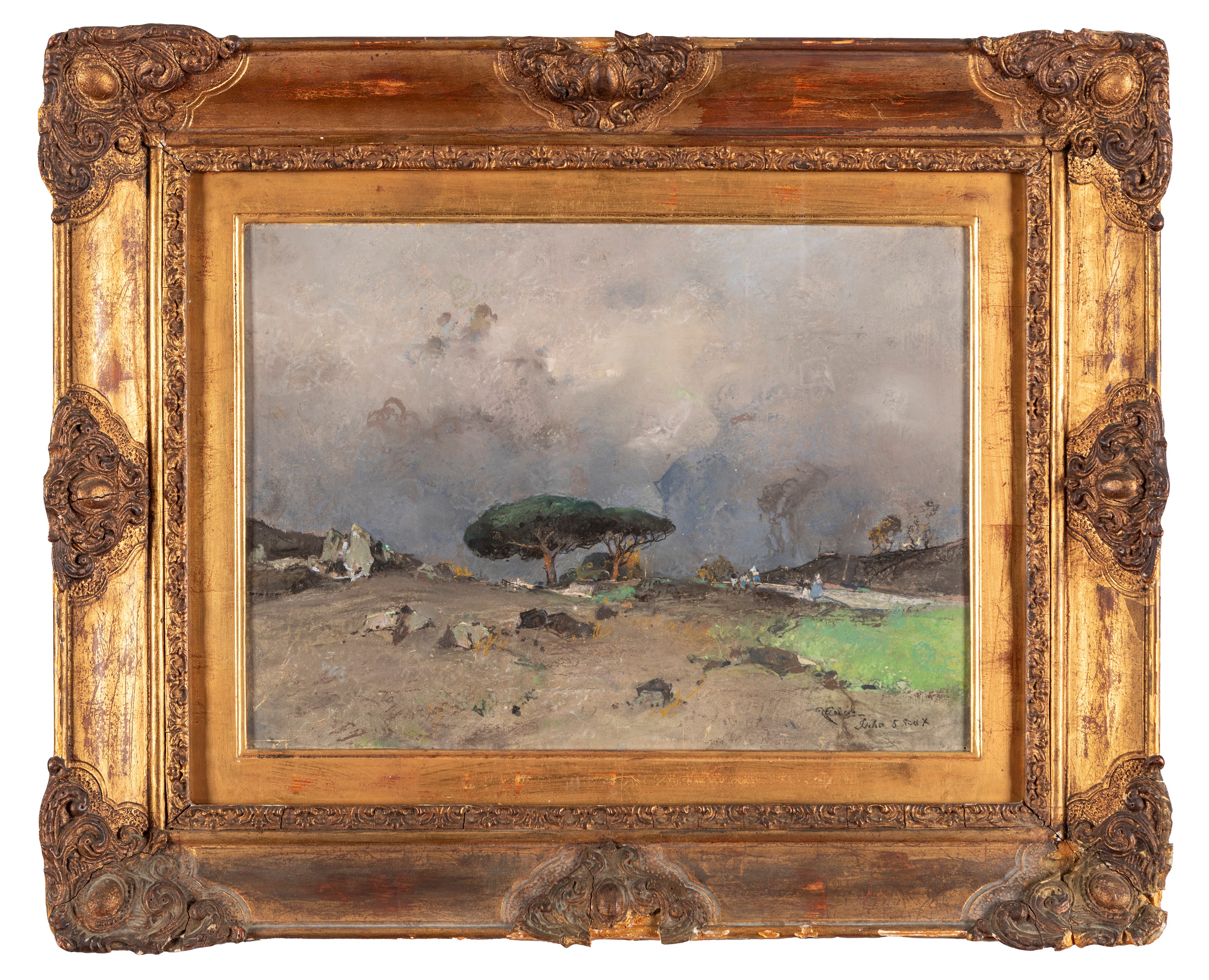 Giuseppe Casciaro - Ischia, Pini Marittimi in un Giorno di Pioggia