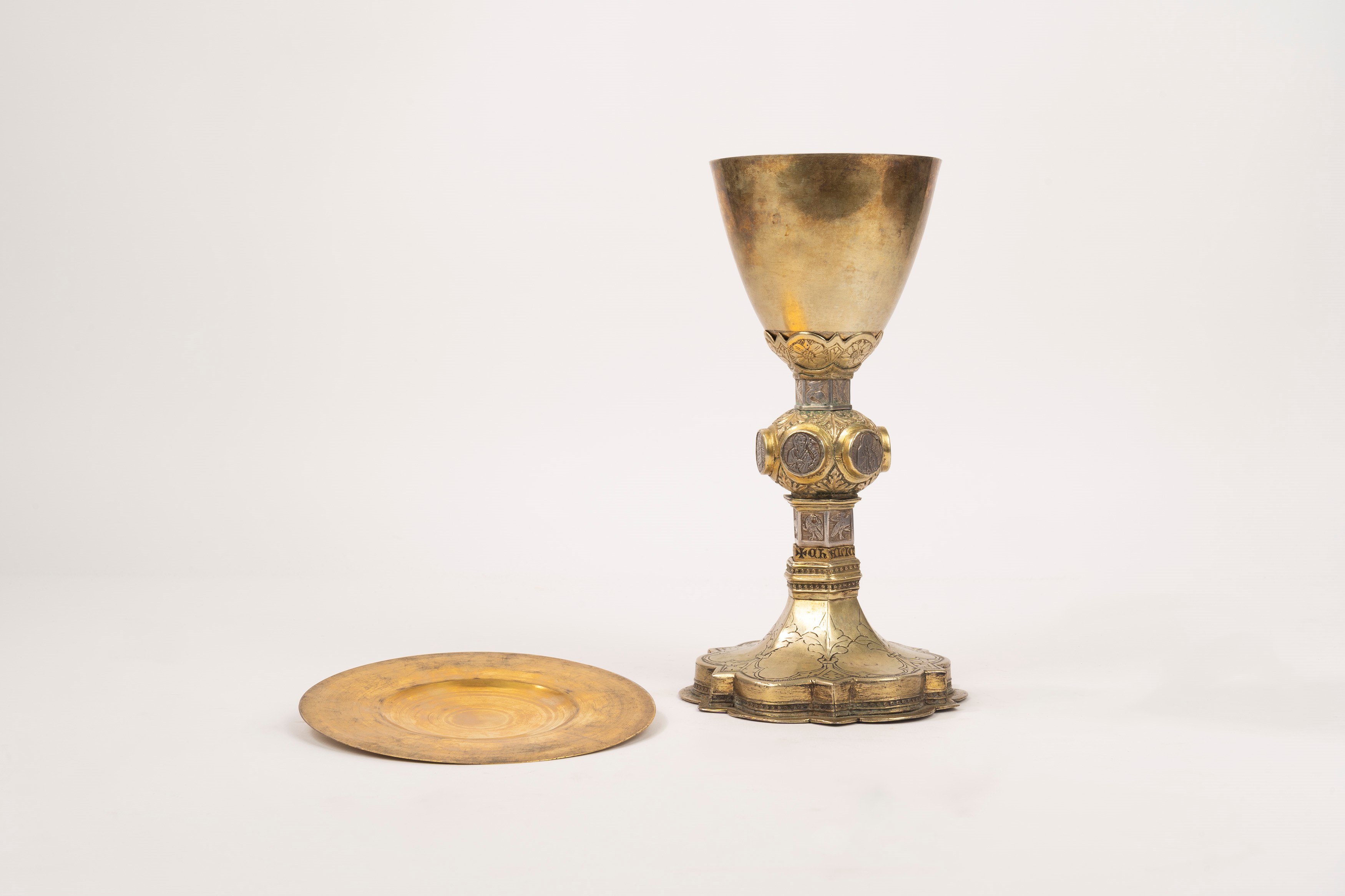 Antico Calice in Bronzo Dorato